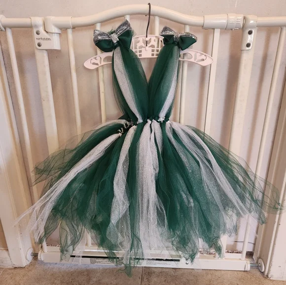 slim fit dress slacks Custom Dark Green Velour & Gold Platter Tutu main image 1